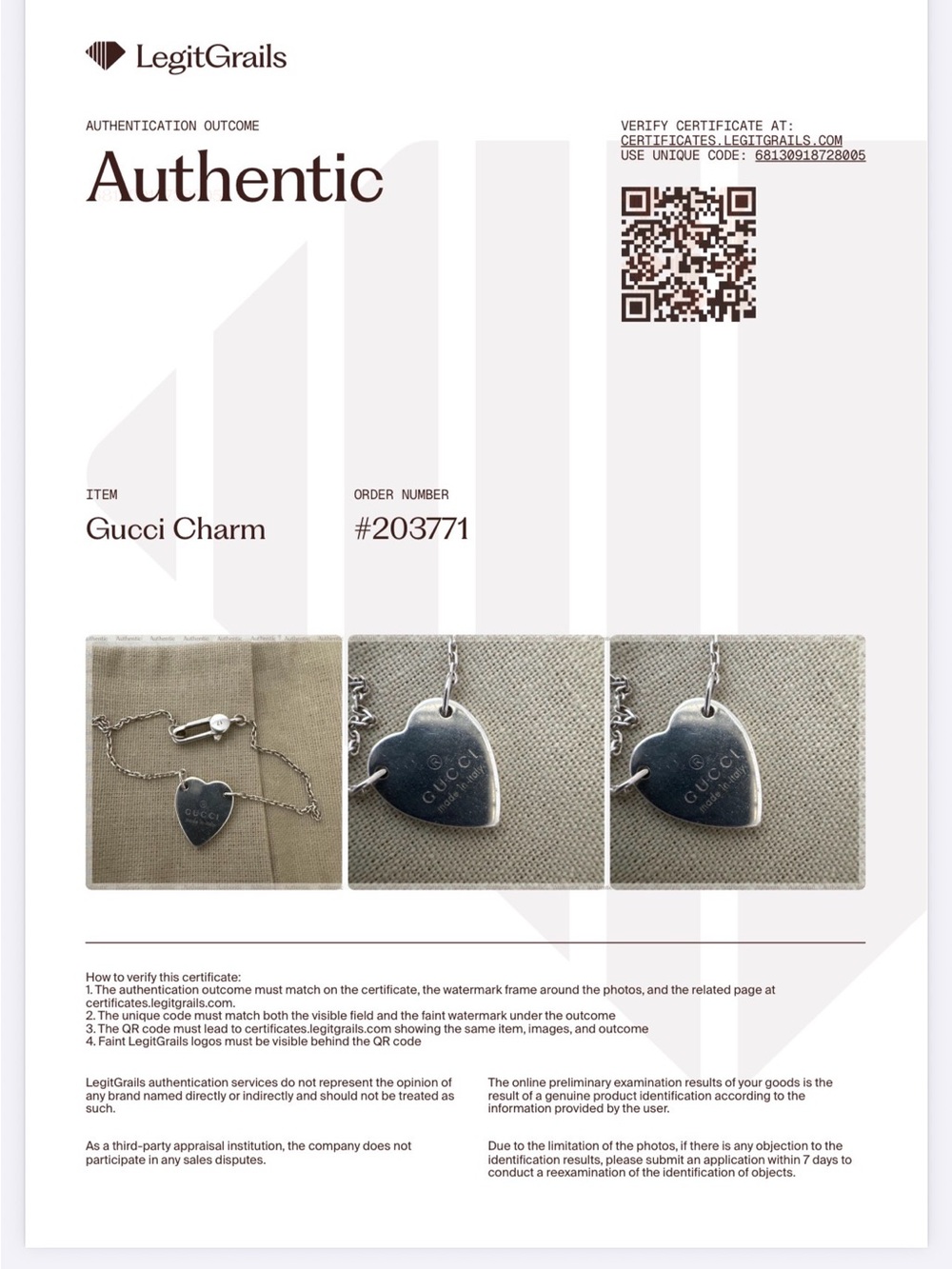 Gucci Silver Heart  bracelet with COA - Picture 6 of 6